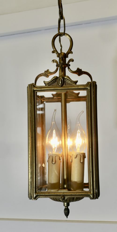 ART DECO FRENCH BRASS AND ETCHED GLASS LANTERN - ADDITIONAL PHOTO 1