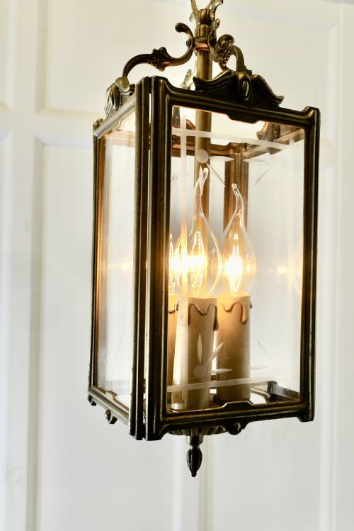 ART DECO FRENCH BRASS AND ETCHED GLASS LANTERN - ADDITIONAL PHOTO 3