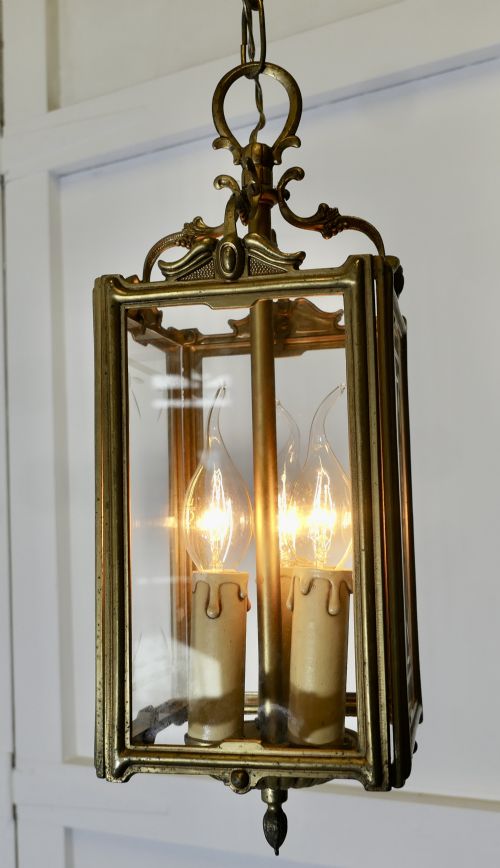 ART DECO FRENCH BRASS AND ETCHED GLASS LANTERN - ADDITIONAL PHOTO 6