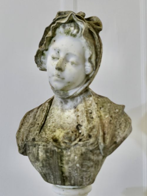 19TH CENTURY CARVED CARRARA MARBLE BUST OF A YOUNG GIRL AFTER GREUZE - ADDITIONAL PHOTO 4