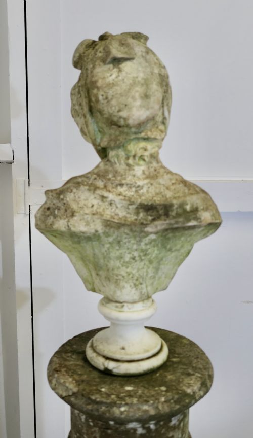 19TH CENTURY CARVED CARRARA MARBLE BUST OF A YOUNG GIRL AFTER GREUZE - ADDITIONAL PHOTO 8