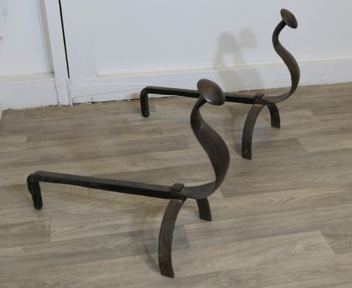 A PAIR OF FRENCH GOTHIC IRON ANDIRONS OR FIRE DOGS - ADDITIONAL PHOTO 4