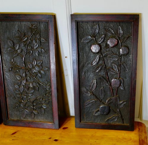 A COLLECTION OF 4 SUPERBLY CARVED OAK DOOR PANELS - ADDITIONAL PHOTO 1