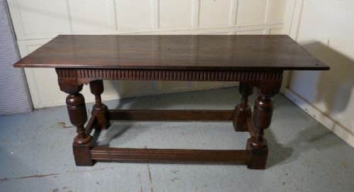 19TH C STURDY HEAVY CARVED OAK TABLE - ADDITIONAL PHOTO 2