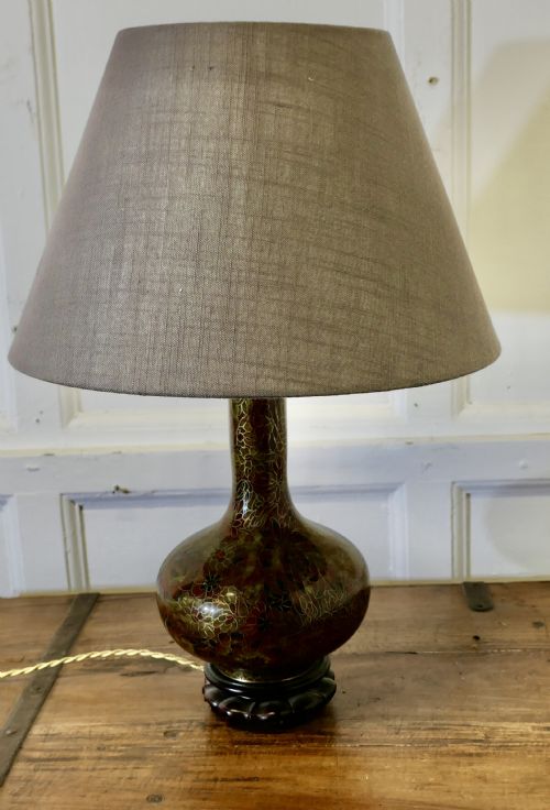 SUPERB CLOISONN BALUSTER URN TABLE LAMP - ADDITIONAL PHOTO 4
