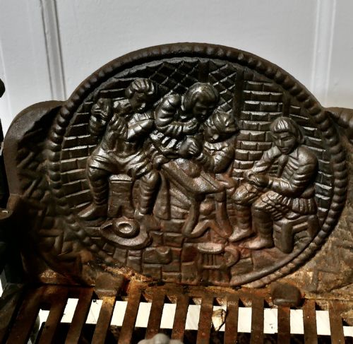 GOTHIC STYLE FREE STANDING FIRE BASKET WITH DECORATIVE BACK AND ASH PAN - ADDITIONAL PHOTO 2