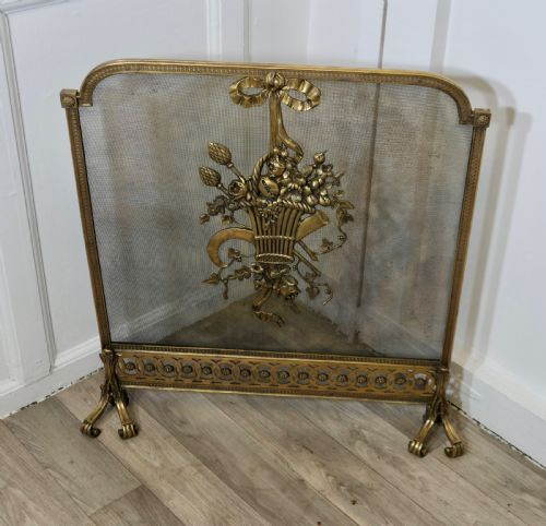 FREE STANDING FRENCH BRASS ROCOCO FIRE GUARD SPARK SCREEN - ADDITIONAL PHOTO 2