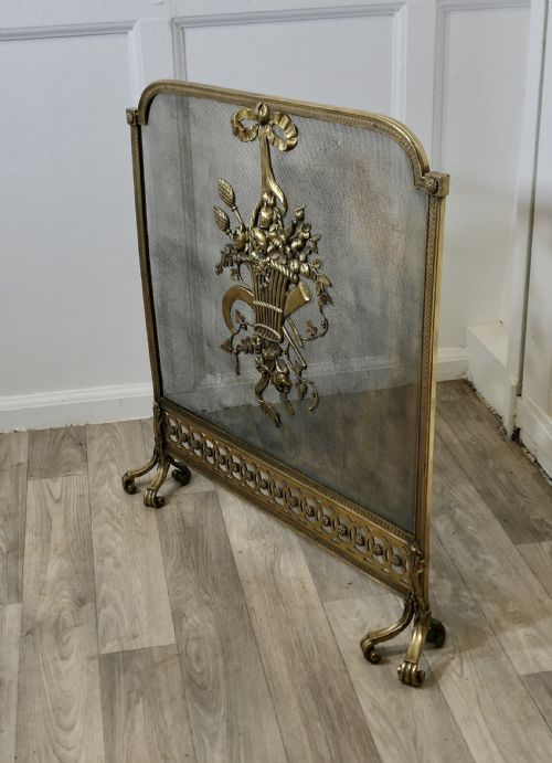 FREE STANDING FRENCH BRASS ROCOCO FIRE GUARD SPARK SCREEN - ADDITIONAL PHOTO 3