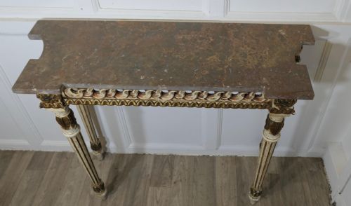 CARVED AND PAINTED FRENCH STYLE CONSOLE OR HALL TABLE - ADDITIONAL PHOTO 1