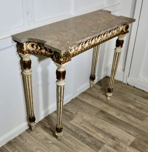 CARVED AND PAINTED FRENCH STYLE CONSOLE OR HALL TABLE - ADDITIONAL PHOTO 3