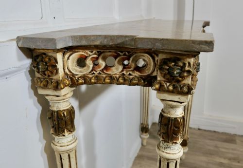 CARVED AND PAINTED FRENCH STYLE CONSOLE OR HALL TABLE - ADDITIONAL PHOTO 4