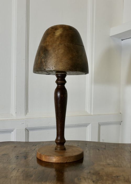 French Oak and Walnut Milliners Form for Small Fascinator Hat