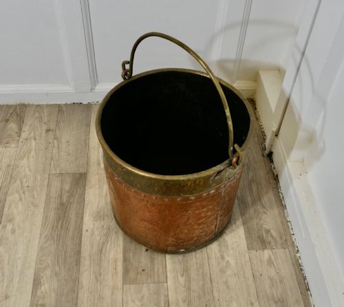 RIVETED COPPER AND BRASS COAL BUCKET - ADDITIONAL PHOTO 7
