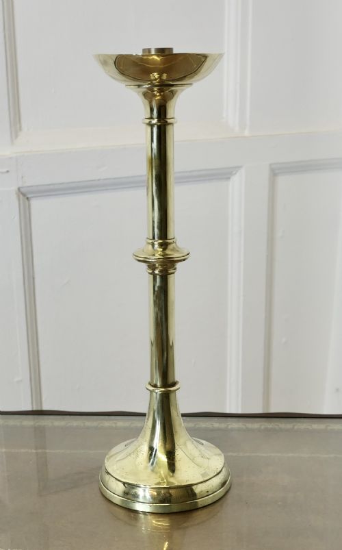 TALL ARTS AND CRAFTS BRASS CANDLE STICK - ADDITIONAL PHOTO 1