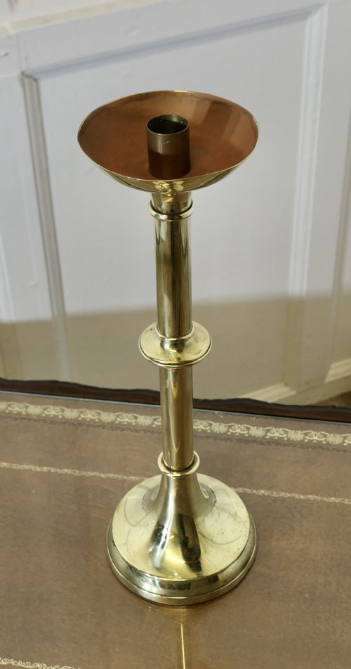 TALL ARTS AND CRAFTS BRASS CANDLE STICK - ADDITIONAL PHOTO 2
