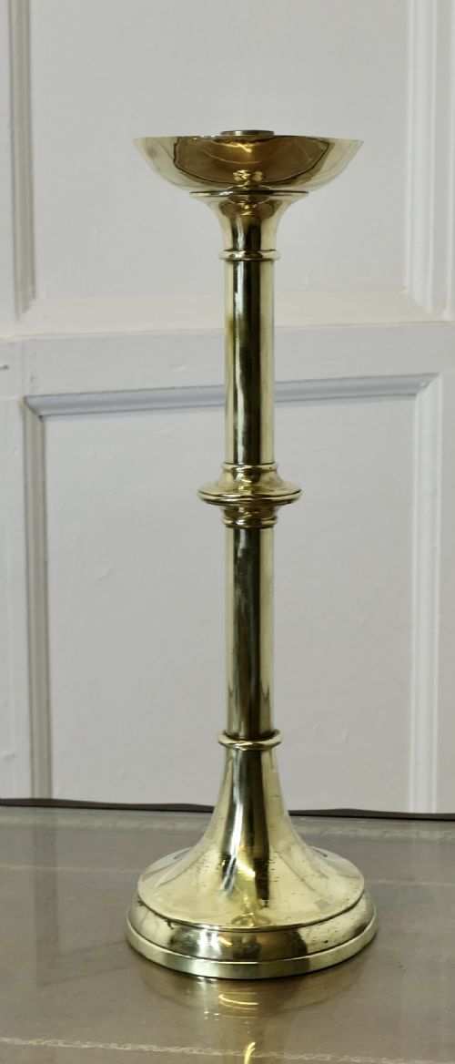 TALL ARTS AND CRAFTS BRASS CANDLE STICK - ADDITIONAL PHOTO 3