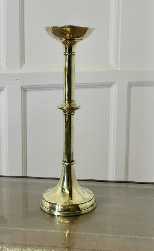 TALL ARTS AND CRAFTS BRASS CANDLE STICK - ADDITIONAL PHOTO 4