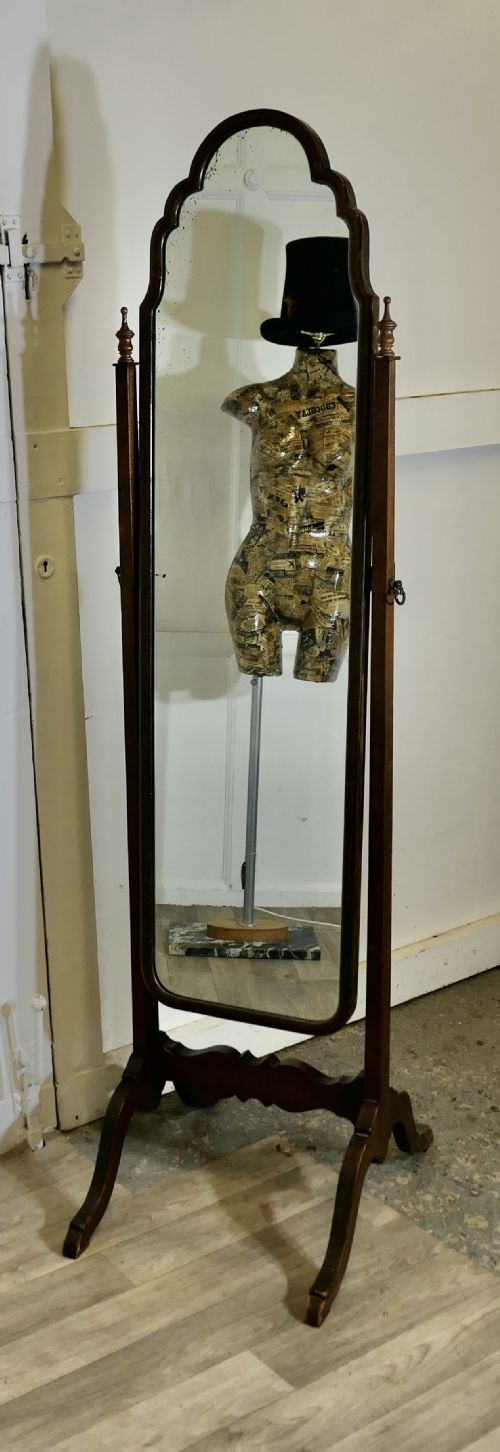 fig 1. Stylish Edwardian Walnut Cheval Mirror