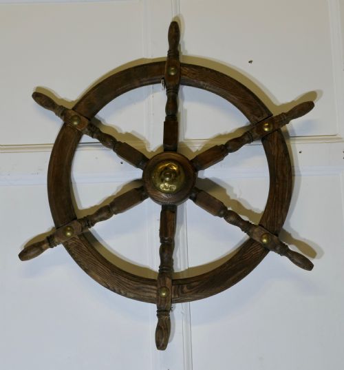 Early 20th Century Oak Ships Wheel