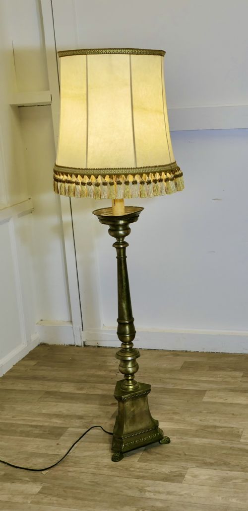 VERY LARGE BRASS TABLE LAMP OR A HALF HEIGHT FLOOR LAMP - ADDITIONAL PHOTO 7