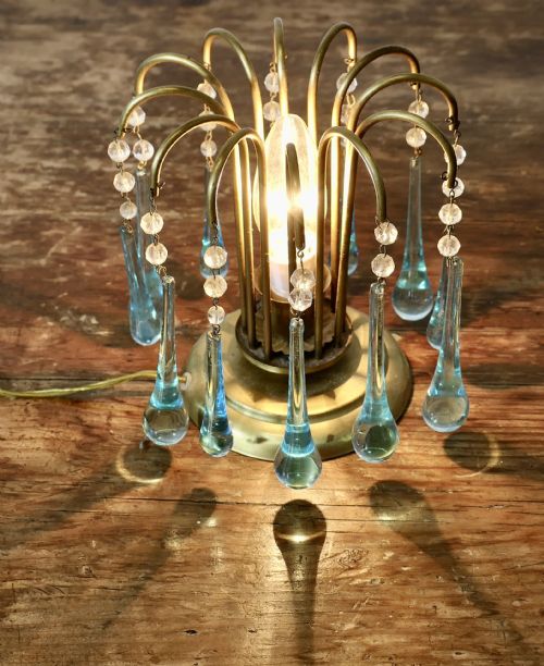 TURQUOISE TEAR DROP LUSTRE TABLE TOP LAMP - ADDITIONAL PHOTO 1