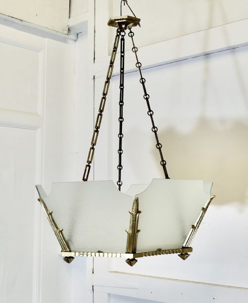 SET OF 6 ODEON STYLE OPALESCENT HANGING LIGHT SHADES - ADDITIONAL PHOTO 8