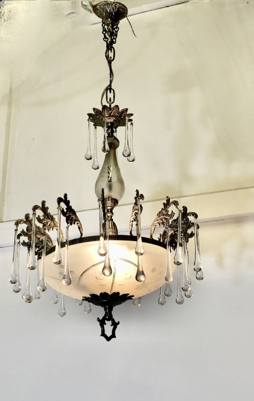 MAGNIFICENT CRYSTAL ARTS AND CRAFTS BOWL CHANDELIER - ADDITIONAL PHOTO 2