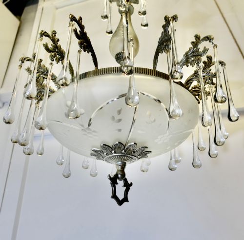 MAGNIFICENT CRYSTAL ARTS AND CRAFTS BOWL CHANDELIER - ADDITIONAL PHOTO 3