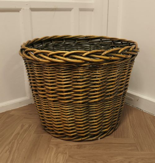 very large round woven willow log basket - CATEGORY: ANTIQUE MISCELLANEOUS - DATED 19TH CENTURY