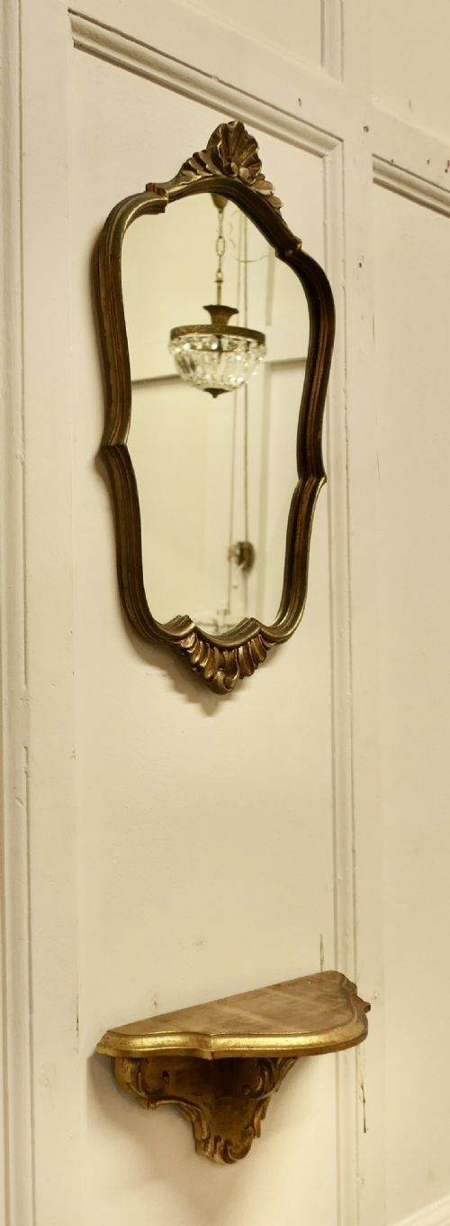 DECORATIVE CONSOLE MIRROR WITH SHELF UNDER - ADDITIONAL PHOTO 1