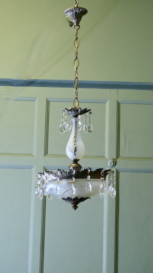 MAGNIFICENT CRYSTAL ARTS AND CRAFTS BOWL CHANDELIER - ADDITIONAL PHOTO 4