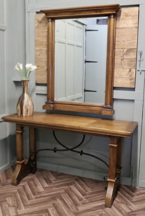 GOLDEN OAK ARTS AND CRAFTS CONSOLE AND MIRROR - ADDITIONAL PHOTO 1