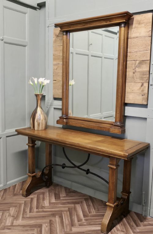 GOLDEN OAK ARTS AND CRAFTS CONSOLE AND MIRROR - ADDITIONAL PHOTO 2