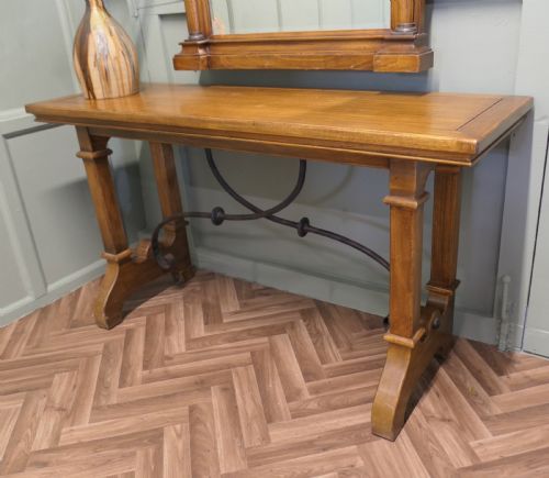 GOLDEN OAK ARTS AND CRAFTS CONSOLE AND MIRROR - ADDITIONAL PHOTO 3