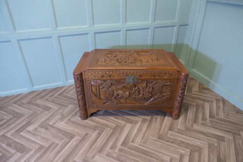 fig 1. Art Deco Oriental Carved Camphor Wood Chest