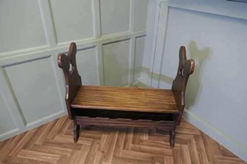 IRISH WALNUT BENCH HALL SEAT WITH SHOE STORAGE - ADDITIONAL PHOTO 1