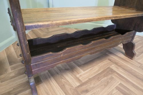 IRISH WALNUT BENCH HALL SEAT WITH SHOE STORAGE - ADDITIONAL PHOTO 4