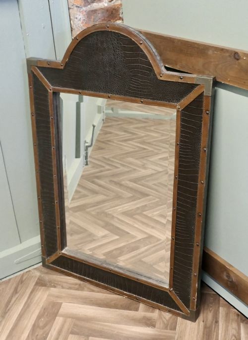 FRENCH ART DECO LEATHER WALL MIRROR - ADDITIONAL PHOTO 2