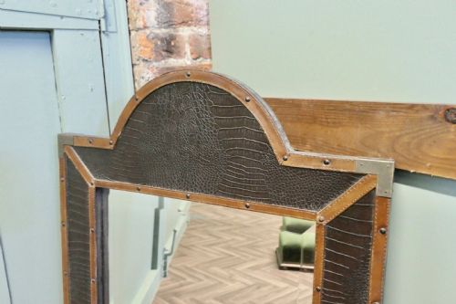 FRENCH ART DECO LEATHER WALL MIRROR - ADDITIONAL PHOTO 3