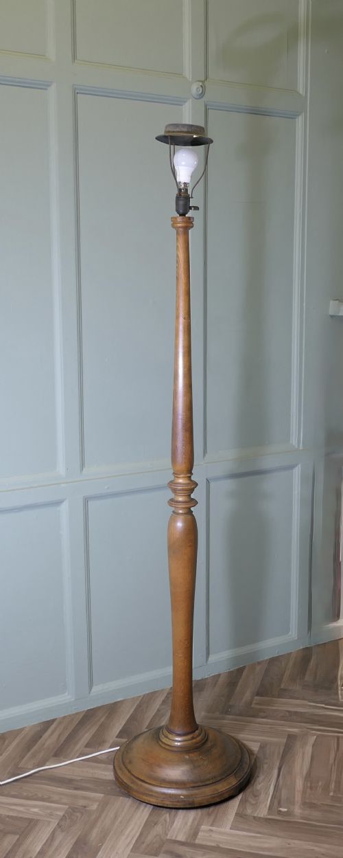 TALL TURNED BEECH FLOOR LAMP STANDARD LAMP - ADDITIONAL PHOTO 6
