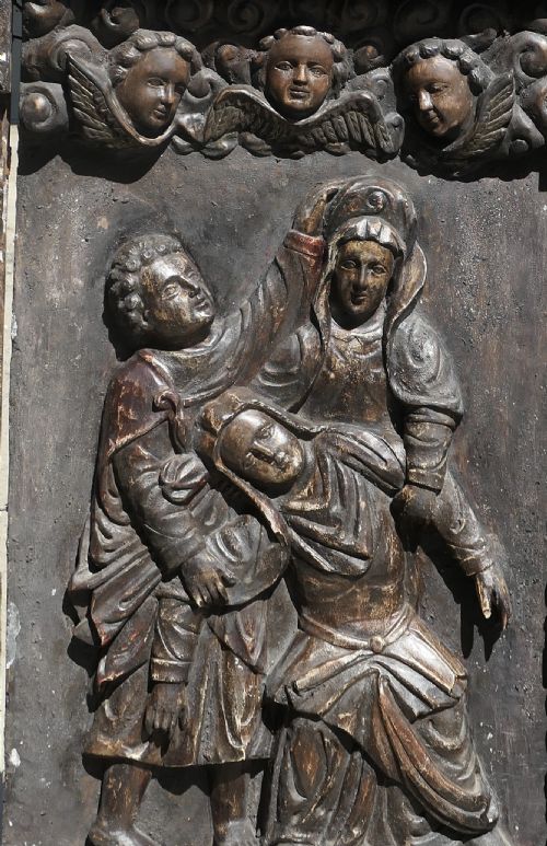 LARGE EUROPEAN MEDIAEVAL OAK CARVING OF CHRIST IN THE TOMB - ADDITIONAL PHOTO 5