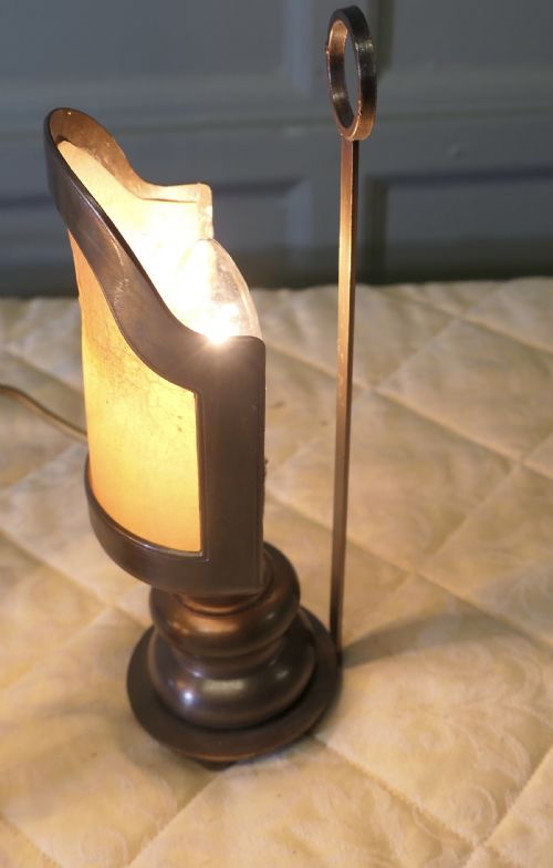 A PAIR OF RAILWAY LOOK BEDSIDE LAMPS - ADDITIONAL PHOTO 2