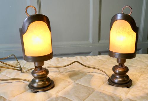 A PAIR OF RAILWAY LOOK BEDSIDE LAMPS - ADDITIONAL PHOTO 5