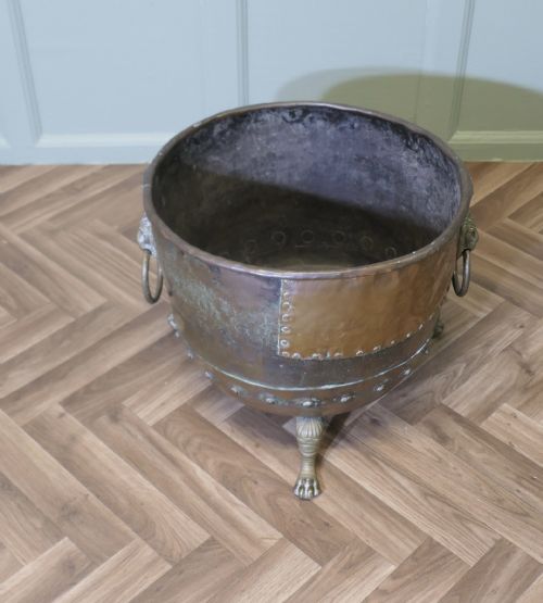 LARGE EARLY 19TH CENTURY COPPER LOG CAULDRON - ADDITIONAL PHOTO 1