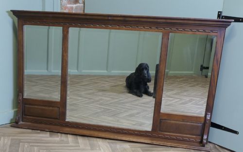 OLD CHARM OAK OVERMANTEL TRIPLE MIRROR - ADDITIONAL PHOTO 2