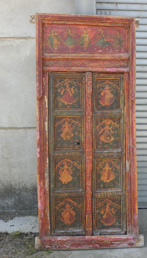 INDIAN PAINTED DOORS IN ORIGINAL FRAME WALL ART - ADDITIONAL PHOTO 1