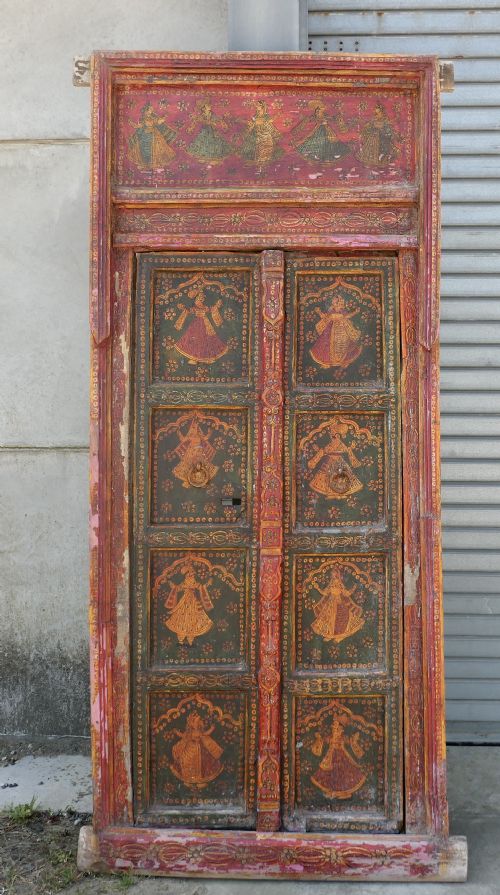 INDIAN PAINTED DOORS IN ORIGINAL FRAME WALL ART - ADDITIONAL PHOTO 5