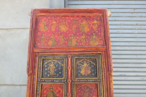 VIBRANT INDIAN PAINTED DOORS IN ORIGINAL FRAME WALL ART - ADDITIONAL PHOTO 4