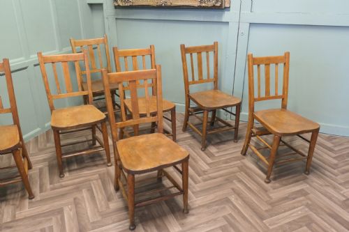 SET OF 8 VICTORIAN BEECH AND ELM SCHOOL CHAIRS - ADDITIONAL PHOTO 4