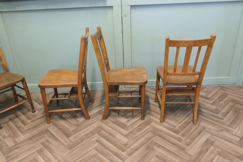 SET OF 8 VICTORIAN BEECH AND ELM SCHOOL CHAIRS - ADDITIONAL PHOTO 1